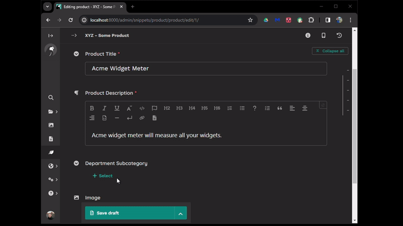 Cascading Choices Widget in Wagtail Admin - nested subcategory chooser demo